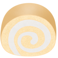 Roll cake filled with soft, thick cream. sliced Suitable for coffee shops and bakeries. png