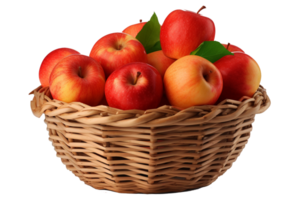 apples in woven basket png