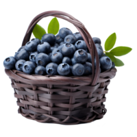 Blueberry in woven basket png