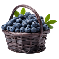 Blueberry in woven basket png