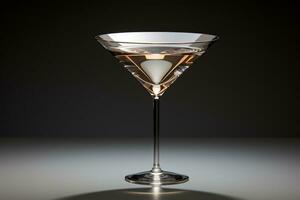 Martini glass on a black background with backlight. Generated by artificial intelligence photo