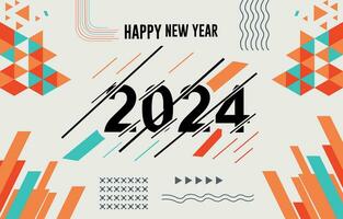 contento nuevo año 2024 letras composición de nuevo año vector ilustración texto diseño con moderno caligrafía y oscuro antecedentes estilo.