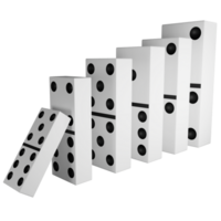 klein domino vallen over- groter domino clip art vlak ontwerp icoon geïsoleerd Aan transparant achtergrond, 3d geven vermaak en speelgoed- concept png