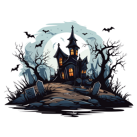 Scary Halloween House Clipart - Ai Generative png