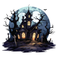 Scary Halloween House Clipart - Ai Generative png