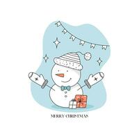 monigote de nieve con regalos vector