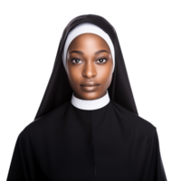 ai generative Portrait of a beautiful, young nun isolated on transparent background png