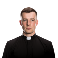 ai generativo jovem, bonito sacerdote isolado em transparente fundo png