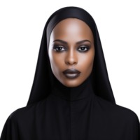 ai generative Portrait of a beautiful, young nun isolated on transparent background png
