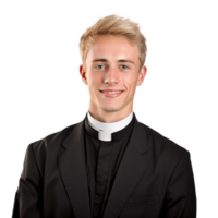 ai generative Young, handsome priest isolated on transparent background png