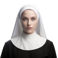 ai generative Portrait of a beautiful, young nun isolated on transparent background png