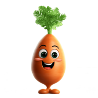 ai generative Cute friendly fruit and vegetable cartoon character isolated on transparent background png