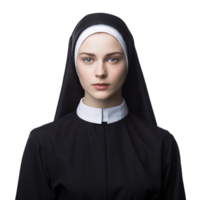 ai generative Portrait of a beautiful, young nun isolated on transparent background png