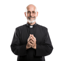 ai generative Middle aged priest isolated on transparent background png