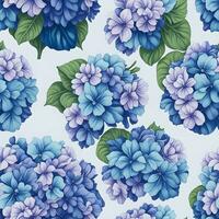 Blue Hydrangea seamless pattern photo