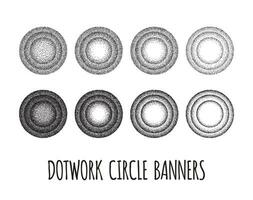 dotwork circle banners vector illustration