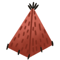 a red teepee with a black dot on top png