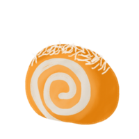 orange and white rollcake on transparent background png