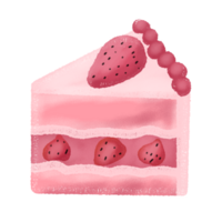 ein Scheibe von Erdbeere Kuchen mit ein Erdbeere auf oben png