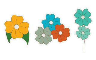 Spring stickers, flowers, floral and leaf stickers for scrapbooking, planner, greeting card and more. vector