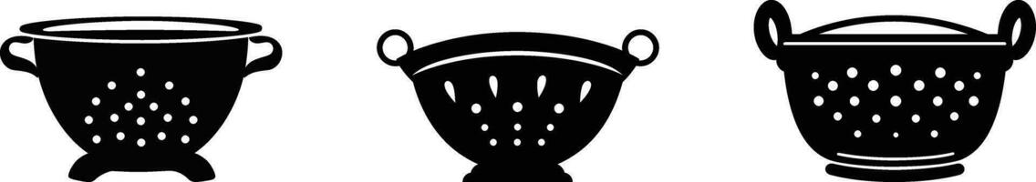 Kitchen Accessories   Set of Colander Vector Graphics for Recipes