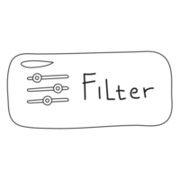 Filter Button Doodle Web Element 2D Outline Illustrations png
