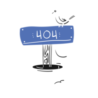 Bird Not Found Doodled 404 Not Found 2D Color Illustrations png