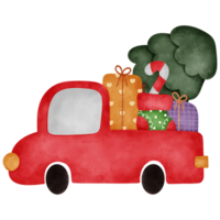 Noël voiture décoratif aquarelle éléments png