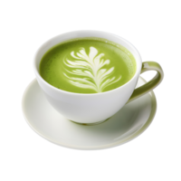 Hot matcha green tea latte art foam isolated on transparent background. AI Generated png