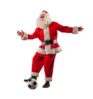 santa claus ready to play football with soccerball png