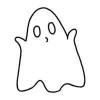 Simple hand drawn halloween ghost black outline vector design isolated on white background