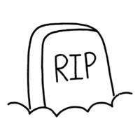 Simple hand drawn halloween grave marker black outline vector design isolated on white background