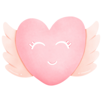 pink valentine heart with wings isolated on transparent background png