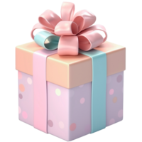 Rosa 3d Geschenk Box mit Bogen. png