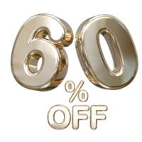 60 percent off discount sale 3d rendering text illustration png