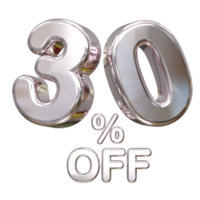 30 percent off discount sale 3d rendering text illustration png