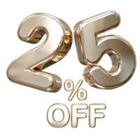 25 percent off discount sale 3d rendering text illustration png