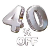 40 percent off discount sale 3d rendering text illustration png