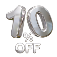 10 percent off discount sale 3d rendering text illustration png