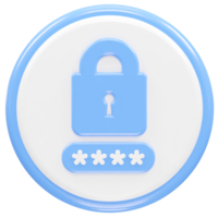 Password icon rendering illustration 3d element png