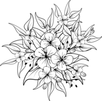 floral arranjo dentro linha arte mão desenhado.flor ramalhete esboço silhueta. png