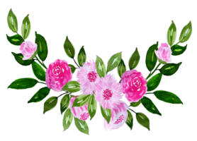 Floral arrangement with flower and leaves watercolor element png