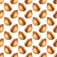 Watercolor illustration of pistachio nut pattern. Healthy food, picnic snacks, festival, Oktoberfest. Isolated. Ideal food concept, packaging design, cafe, restaurant, menu. png