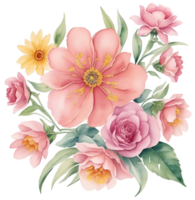 Watercolor vintage flower clip art isolated. AI Generative png