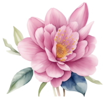 Watercolor vintage flower clip art isolated. AI Generative png