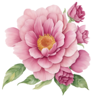 Watercolor vintage flower clip art isolated. AI Generative png