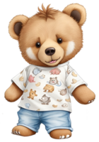 Cute teddy bear illustration. AI Generative png