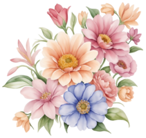 Watercolor vintage flower clip art isolated. AI Generative png