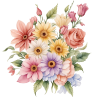 Watercolor vintage flower clip art isolated. AI Generative png