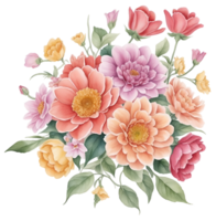 Watercolor vintage flower clip art isolated. AI Generative png